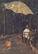 Silvestro lega Angiolo Tommasi Painting in a Garden (nn02) painting